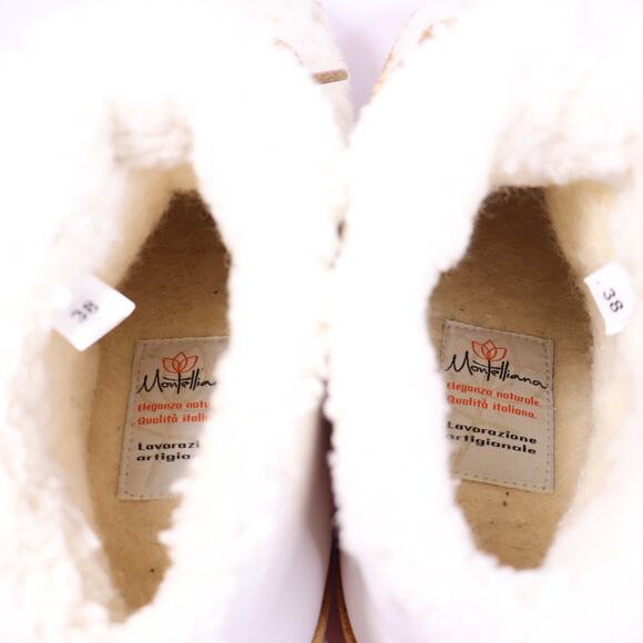 MONTELLIANA Gaia Ankle Snow Boot Off White Wool Shearling Lace Up Women's 38 - Picture 7 of 11
